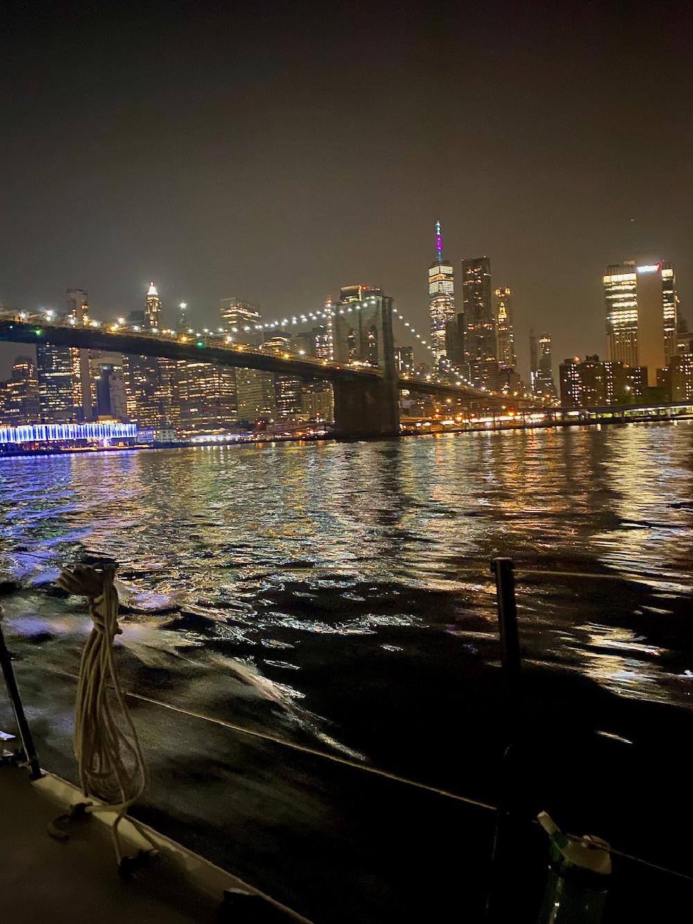 Passing NYC at night