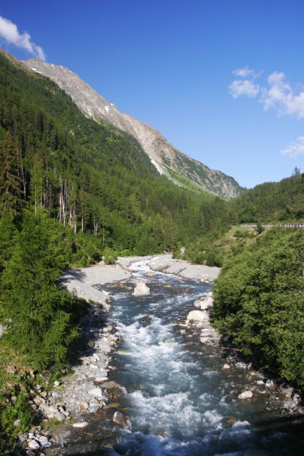 River coming out at the bottom of the Fluela Pass